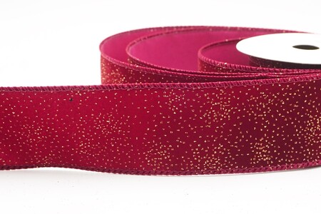 Bordeauxrood effen velourslint met glinsterend stofeffect_KW0476GC-8-8